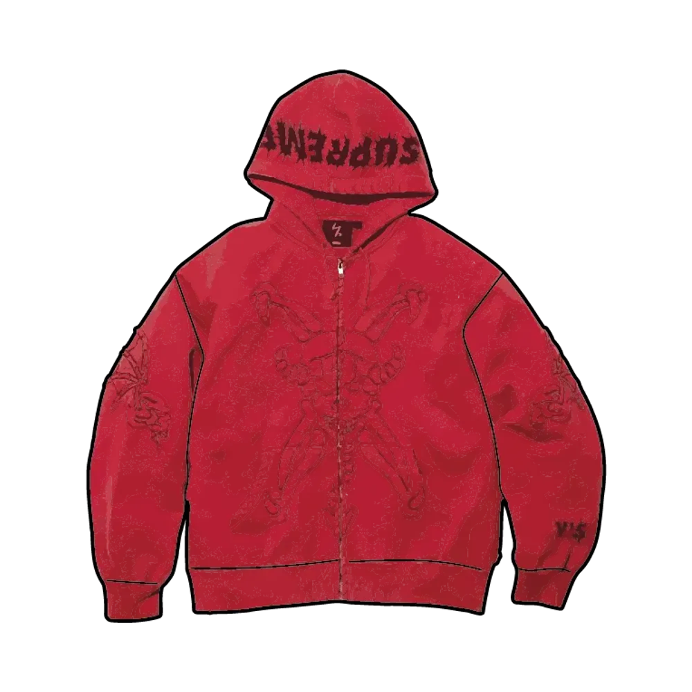 Supreme x Y's by Yohji Yamamoto Zip Up Hooded Sweatshirt "Washed Red"