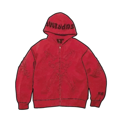 Supreme x Y's by Yohji Yamamoto Zip Up Hooded Sweatshirt "Washed Red"