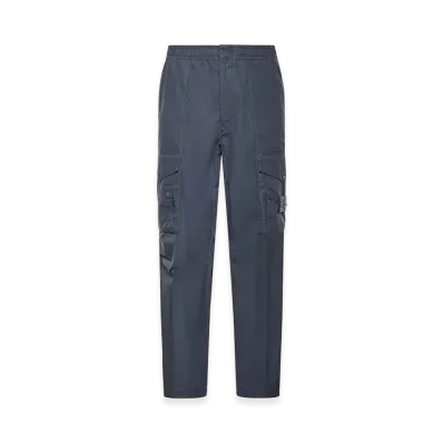 Stone Island Cotton Canvas Cargo Pants with Logo "Blue"