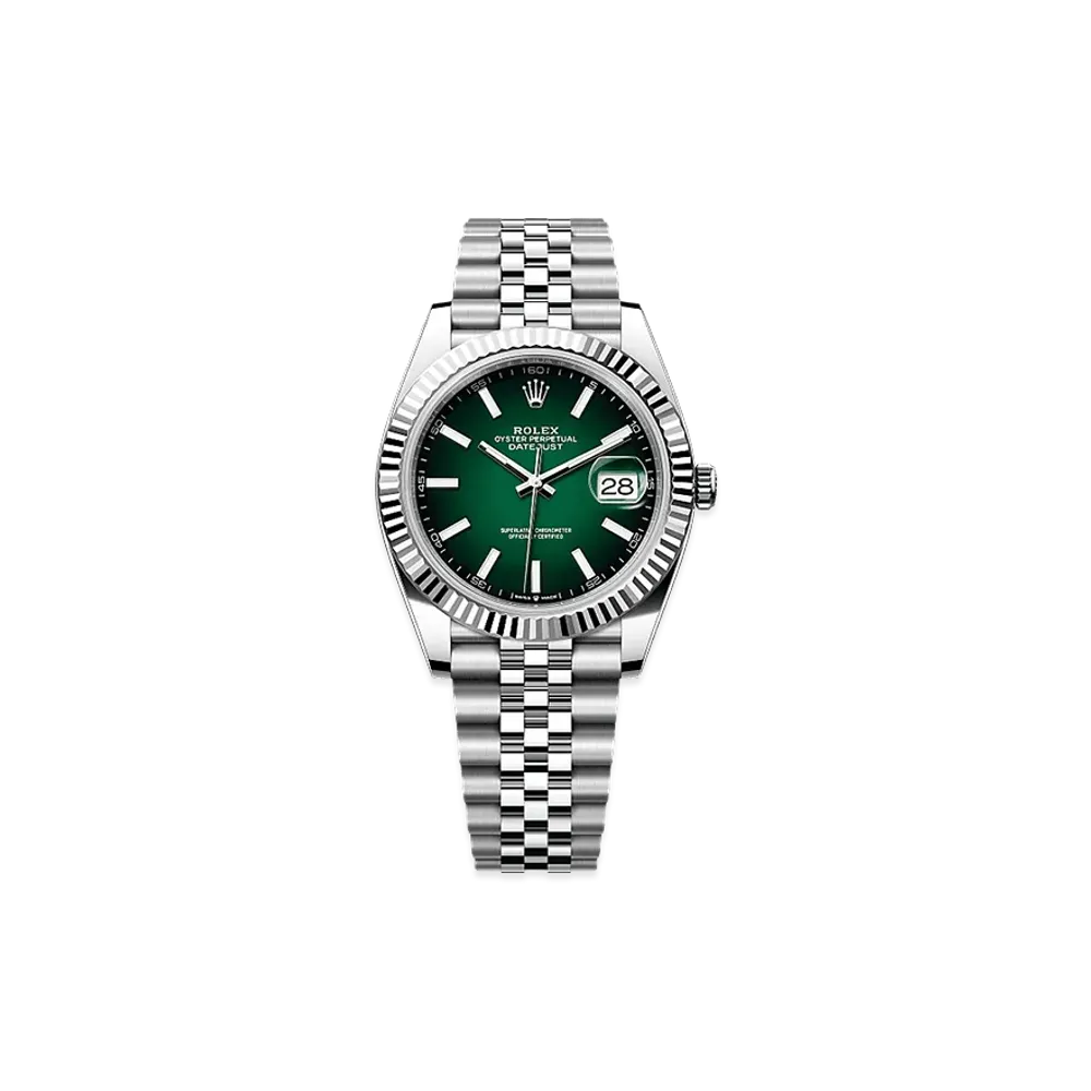 ROLEX Datejust 41 Oystersteel & White Gold "Green Ombre"