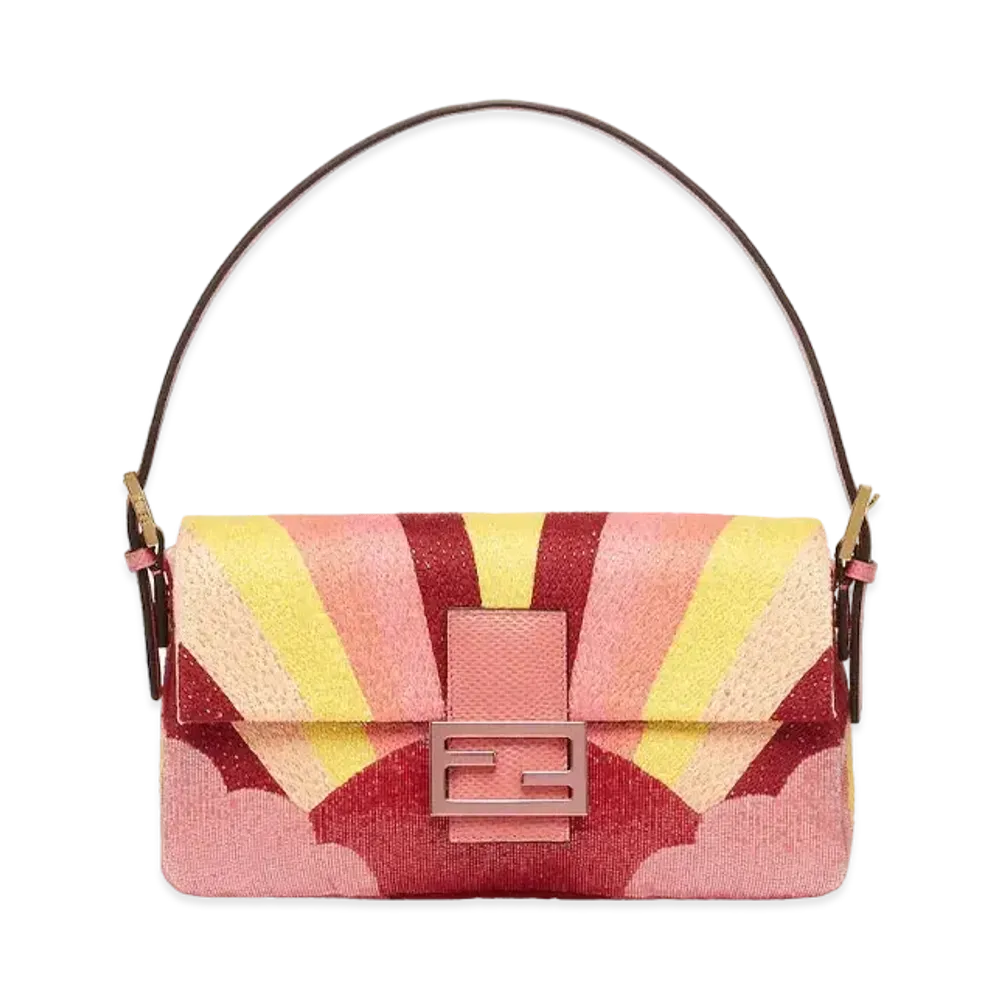 FENDI Baguette 1997 Satin Bag Embroidery "Multicolor"