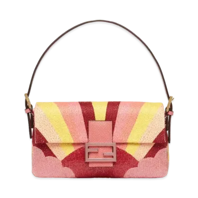 FENDI Baguette 1997 Satin Bag Embroidery "Multicolor"