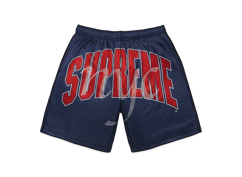 Supreme Rhinestone Mesh Short "Navy"