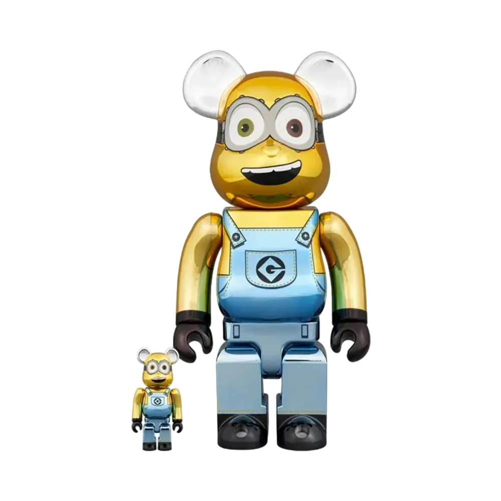 MEDICOM TOY "BEARBRICK" -Minions- BOB Chrome Ver. 100% & 400%