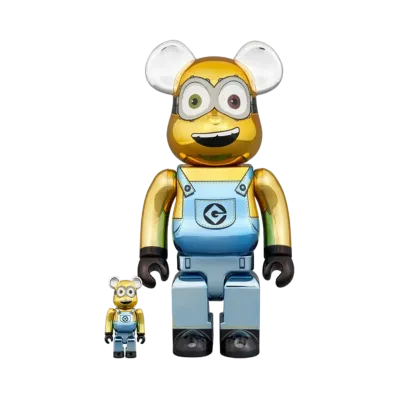 MEDICOM TOY "BEARBRICK" -Minions- BOB Chrome Ver. 100% & 400%