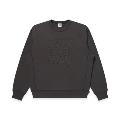 BlackEyePatch Metal Logo Stitched Crew Sweat "Charcoal"