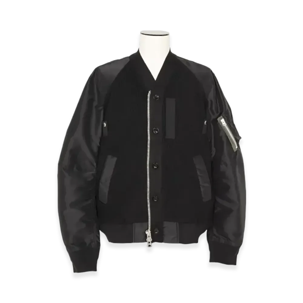 sacai Nylon Twill x Knit Blouson "Black"