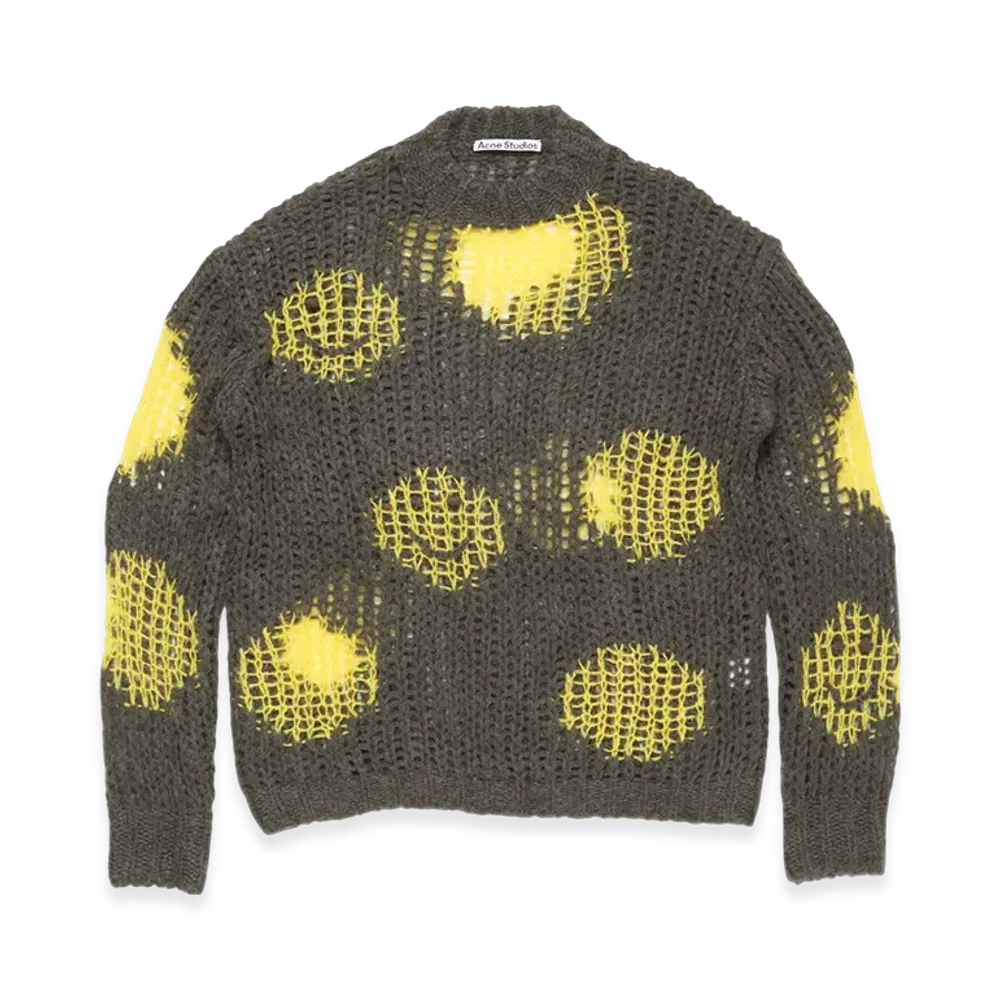 Acne Studios Embroidered Mohair Jumper "Grey/Yellow"