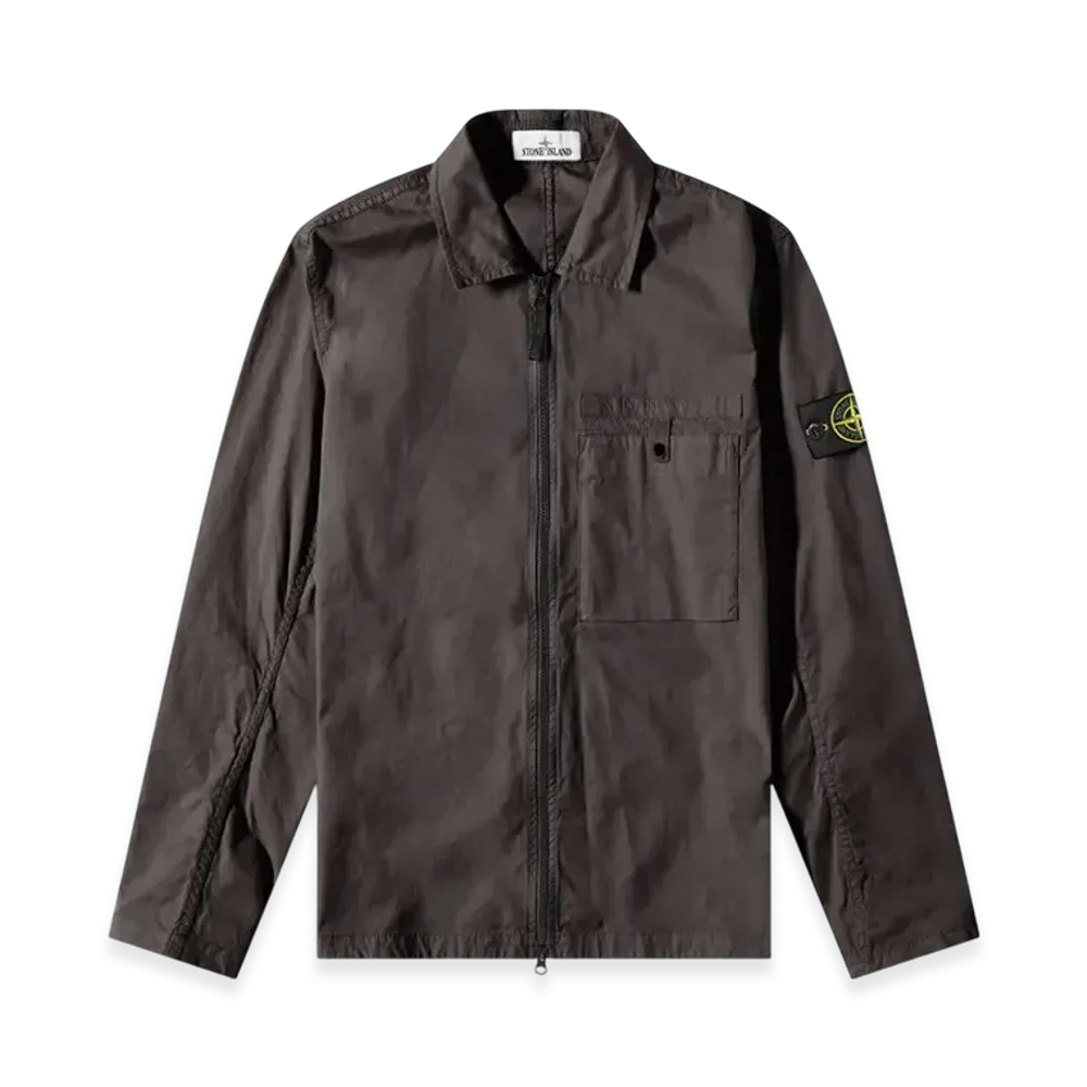 Stone Island 12619 Supima Cotton Twill Stretch-TC Garment Dyed Overshirt - 22SS "Dark Grey"