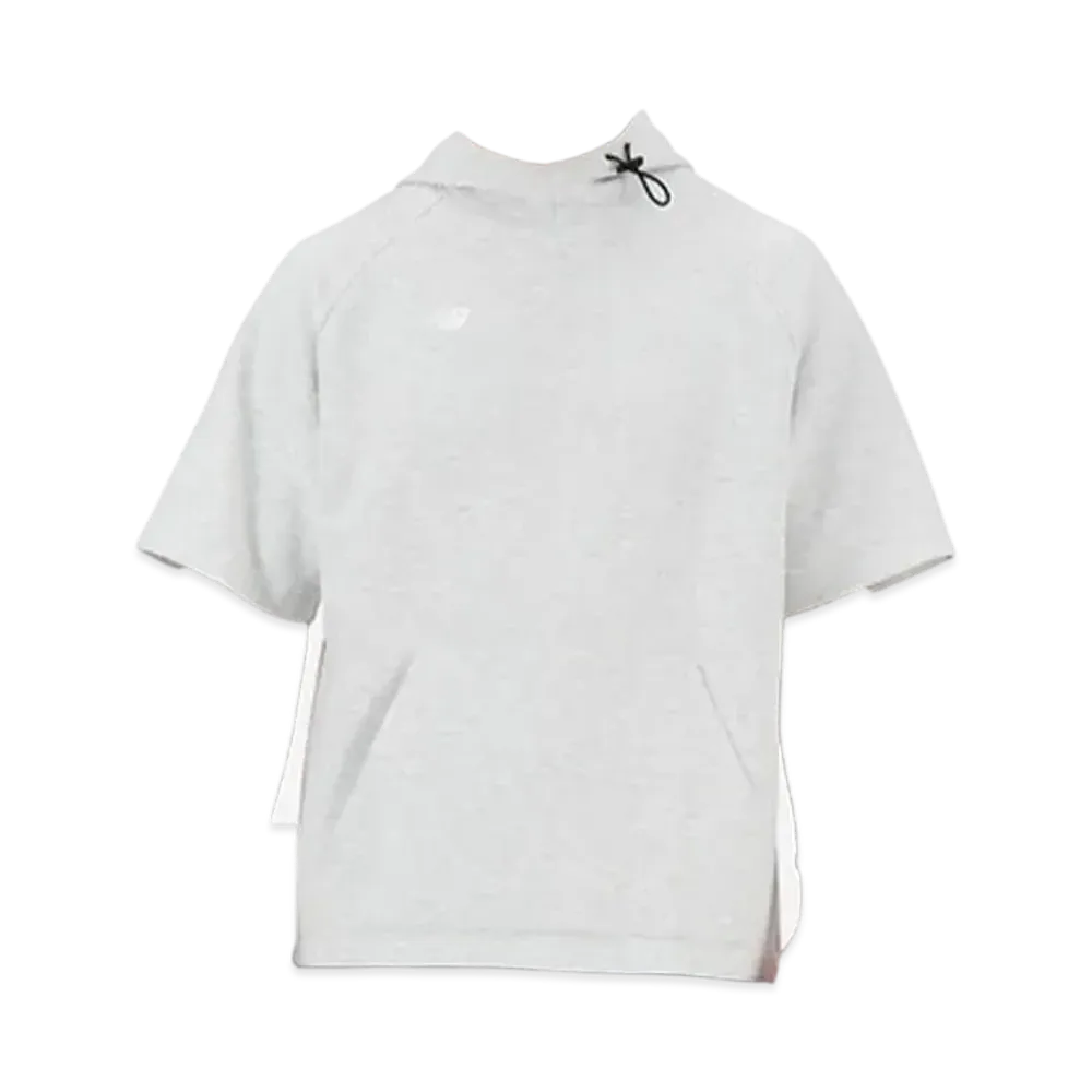 New Balance Bp Fleece Hoodie Short Sleeve Top "Ash Heather"