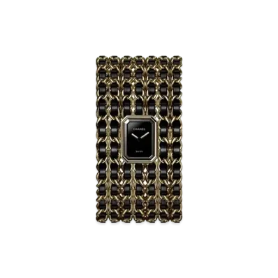 CHANEL Premiere Cuff Watch "Stainless Steel/18K Yellow Gold/Black" H9861