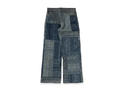 A BATHING APE Paisley Pattern Denim Flared Pants "Light Indigo"