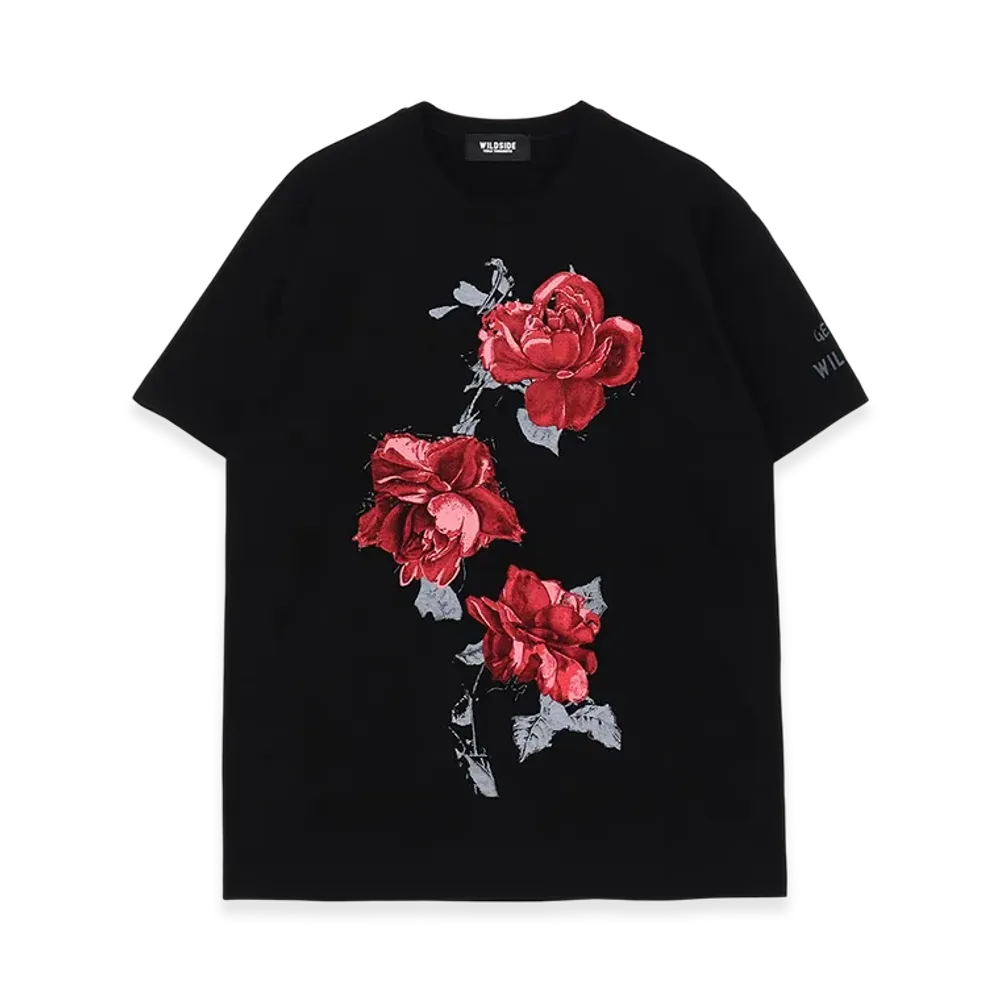 WILDSIDE YOHJI YAMAMOTO Rose T-Shirt "Black"