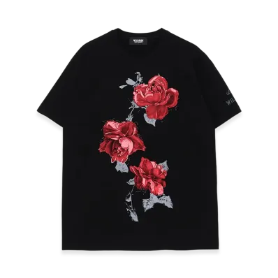 WILDSIDE YOHJI YAMAMOTO Rose T-Shirt "Black"