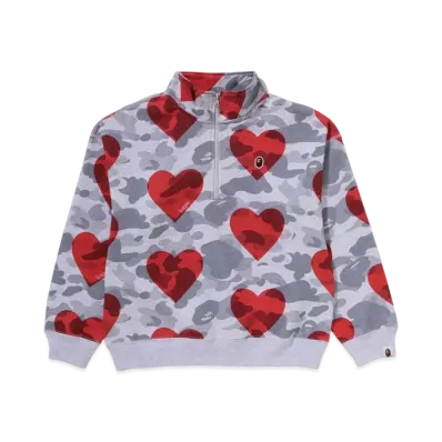 A BATHING APE I Love Bape Half Zip Sweatshirt "Gray"