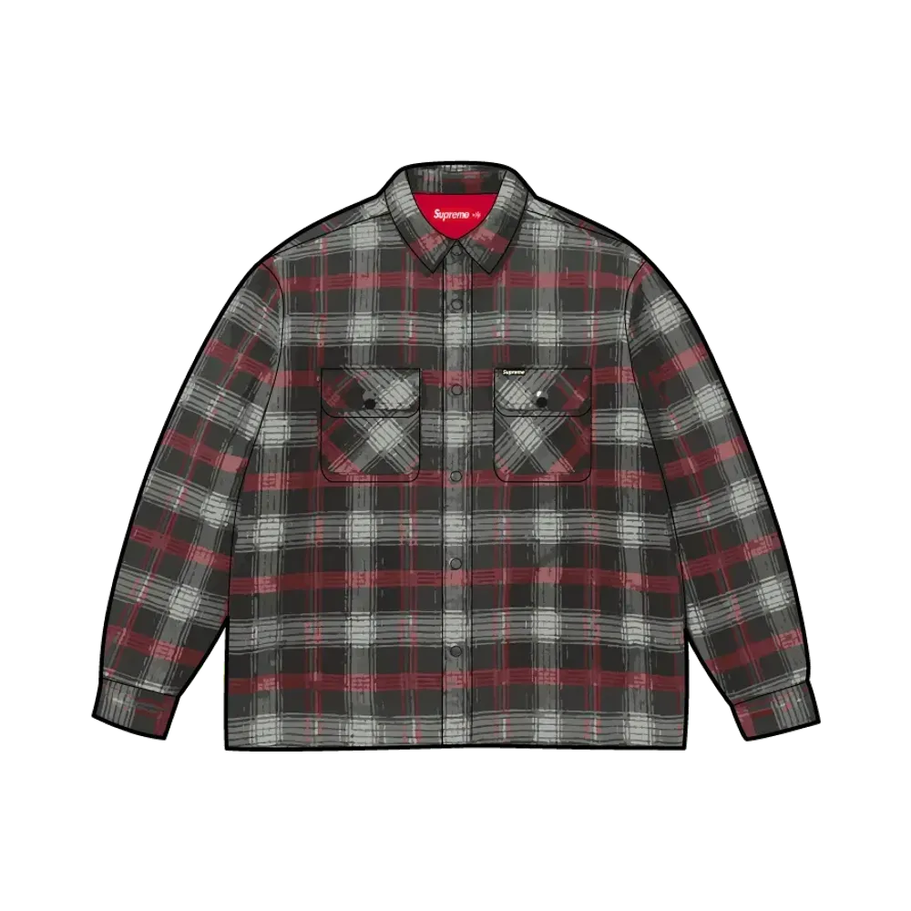 Supreme Quilted Lined Flannel Snap Shirt "Black"
