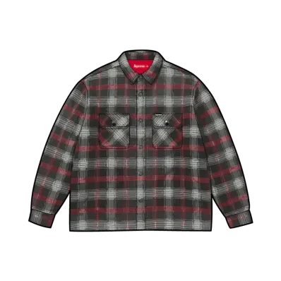 Supreme Quilted Lined Flannel Snap Shirt "Black"