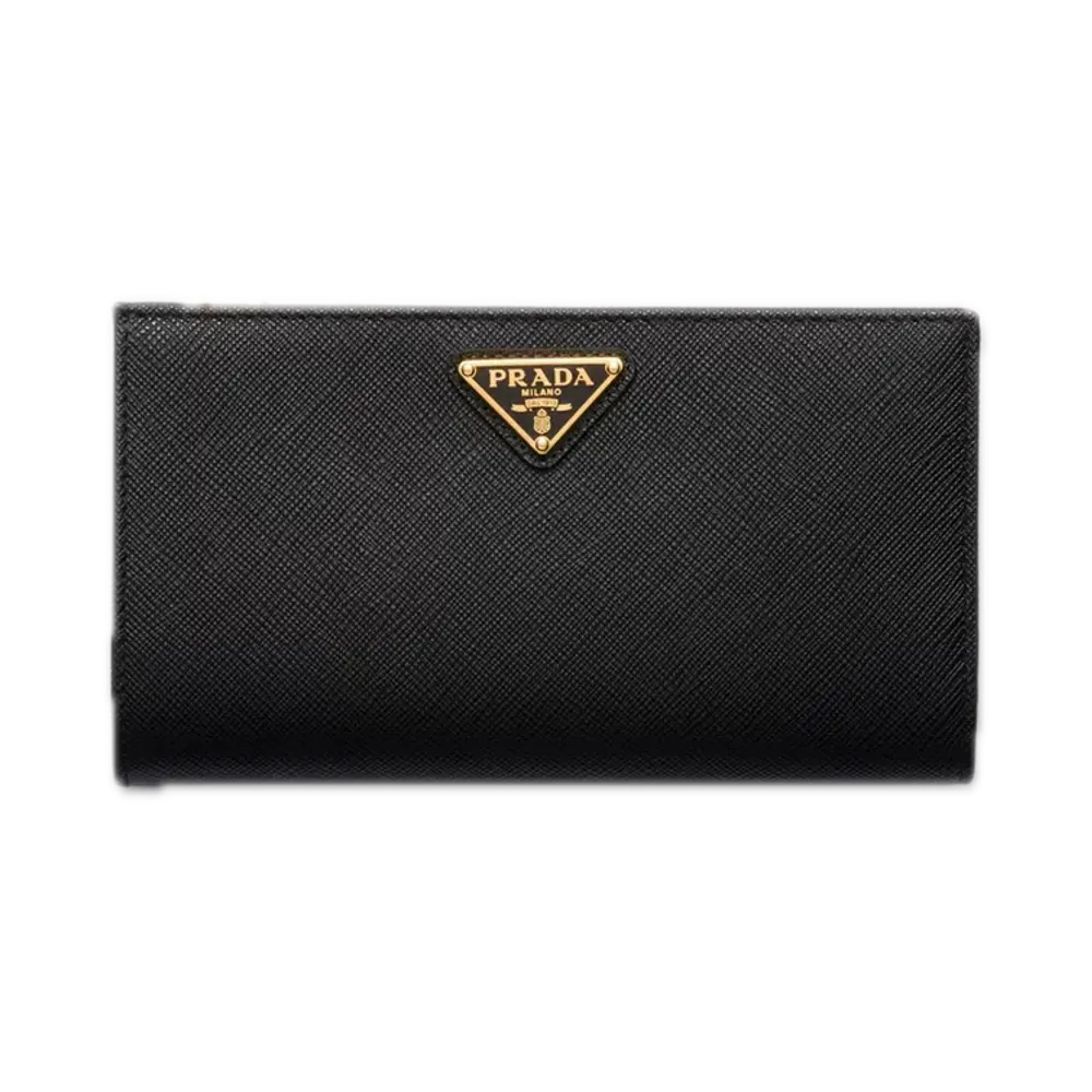 PRADA Saffiano Triangle Wallet "Black"