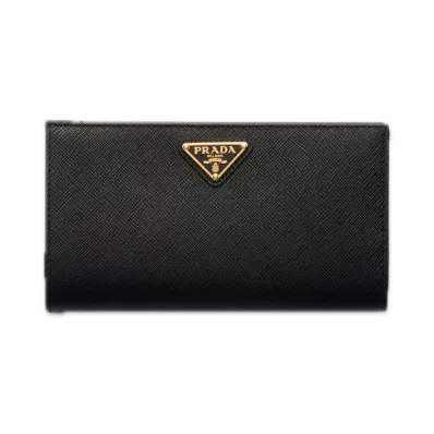 PRADA Saffiano Triangle Wallet "Black"