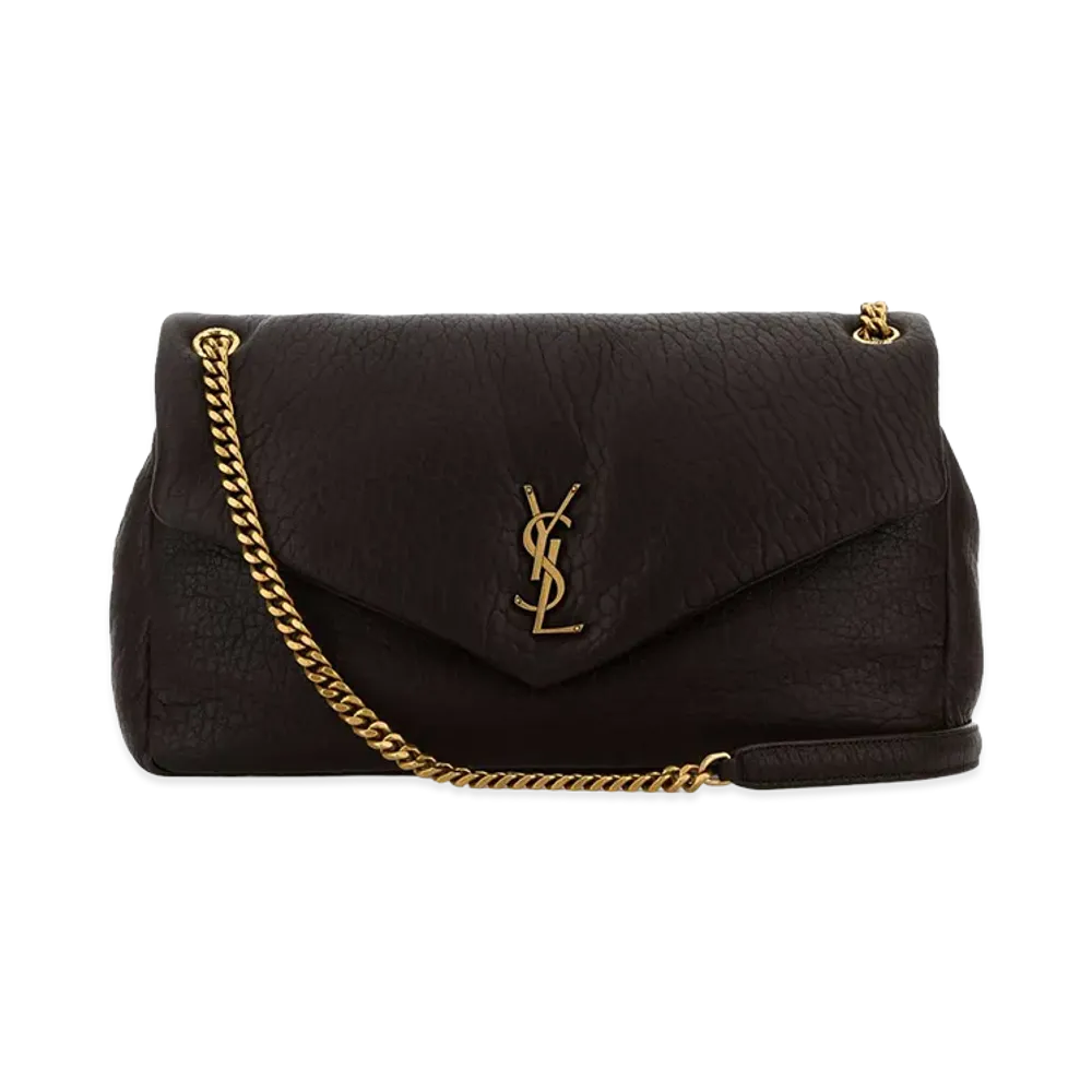 Saint Laurent Women's Dark Brown Leather Big Calypso Shoulder Bag "Brown"