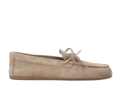 MIU MIU Women's Suede Deck Loafers "Desert Beige"