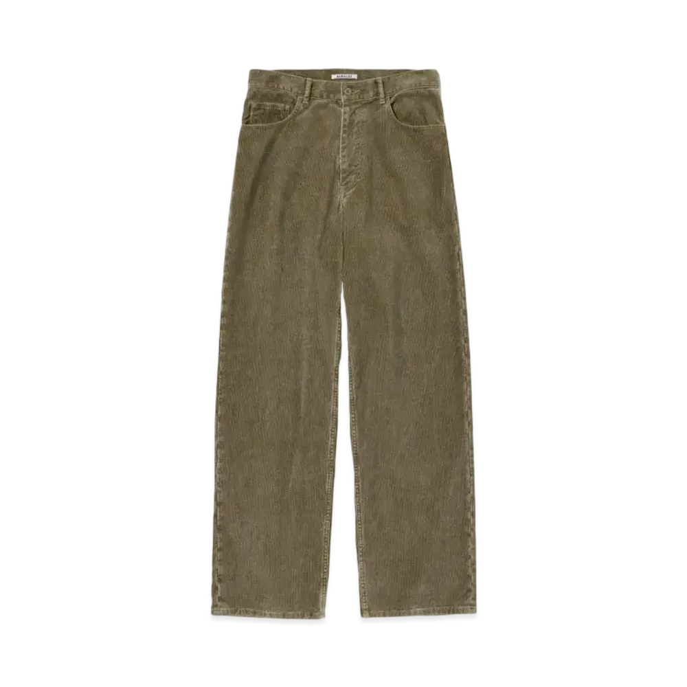 AURALEE Pigment Dye Finx Corduroy Wide 5P Pants "Olive Brown"