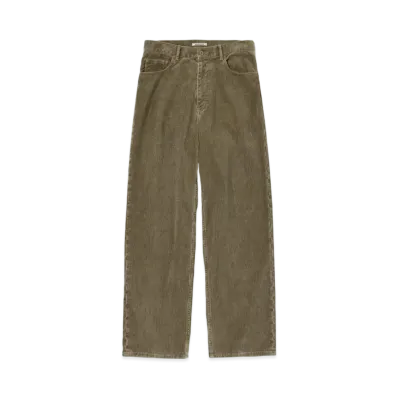 AURALEE Pigment Dye Finx Corduroy Wide 5P Pants "Olive Brown"