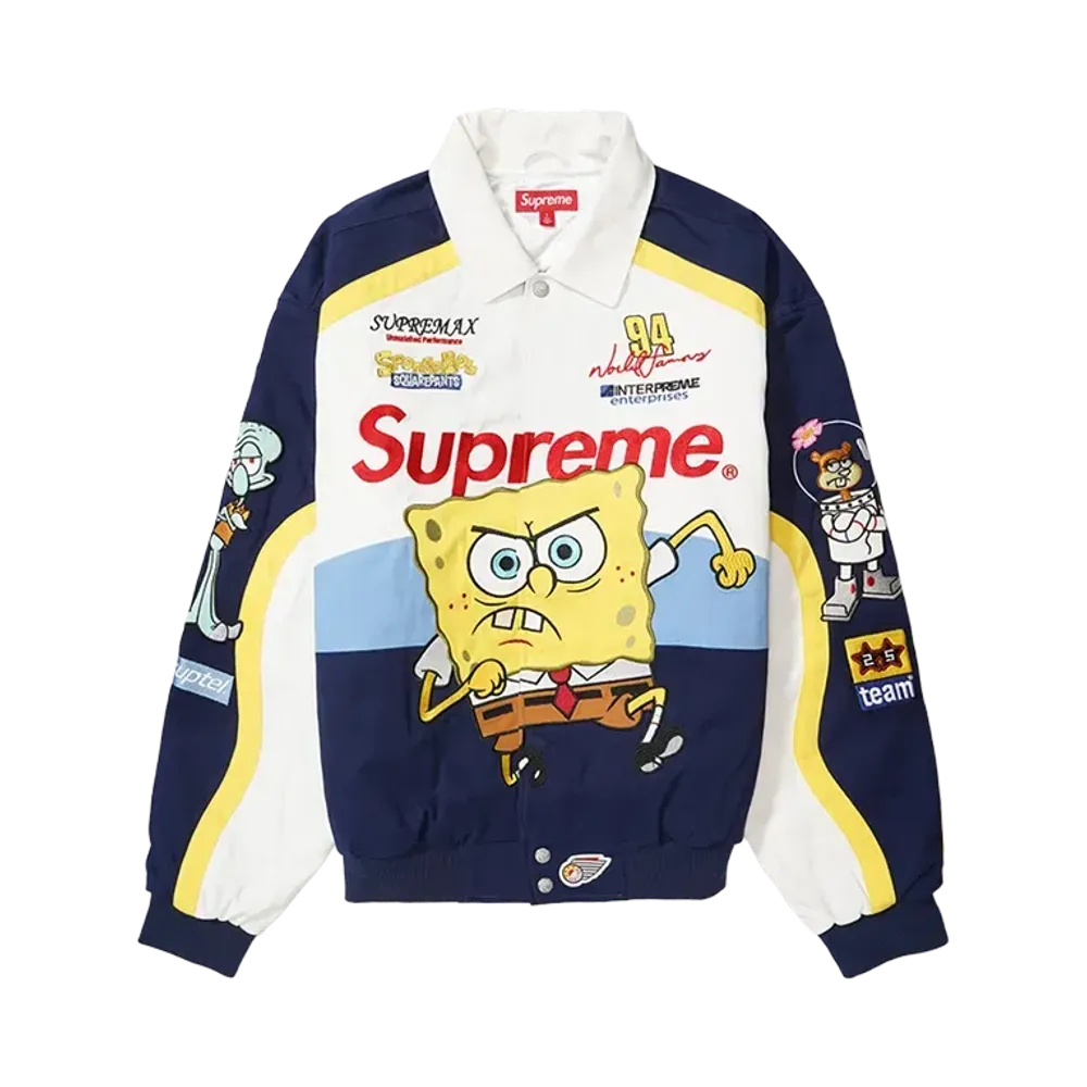 Supreme x SpongeBob SquarePants Jeff Hamilton Racing Jacket "White"