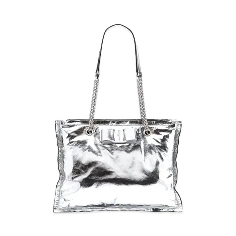 Salvatore Ferragamo Viva Bow Tote Bag (S) "Silver"