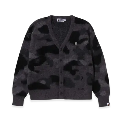 A BATHING APE Color Camo Mohair Knit Cardigan "Black"