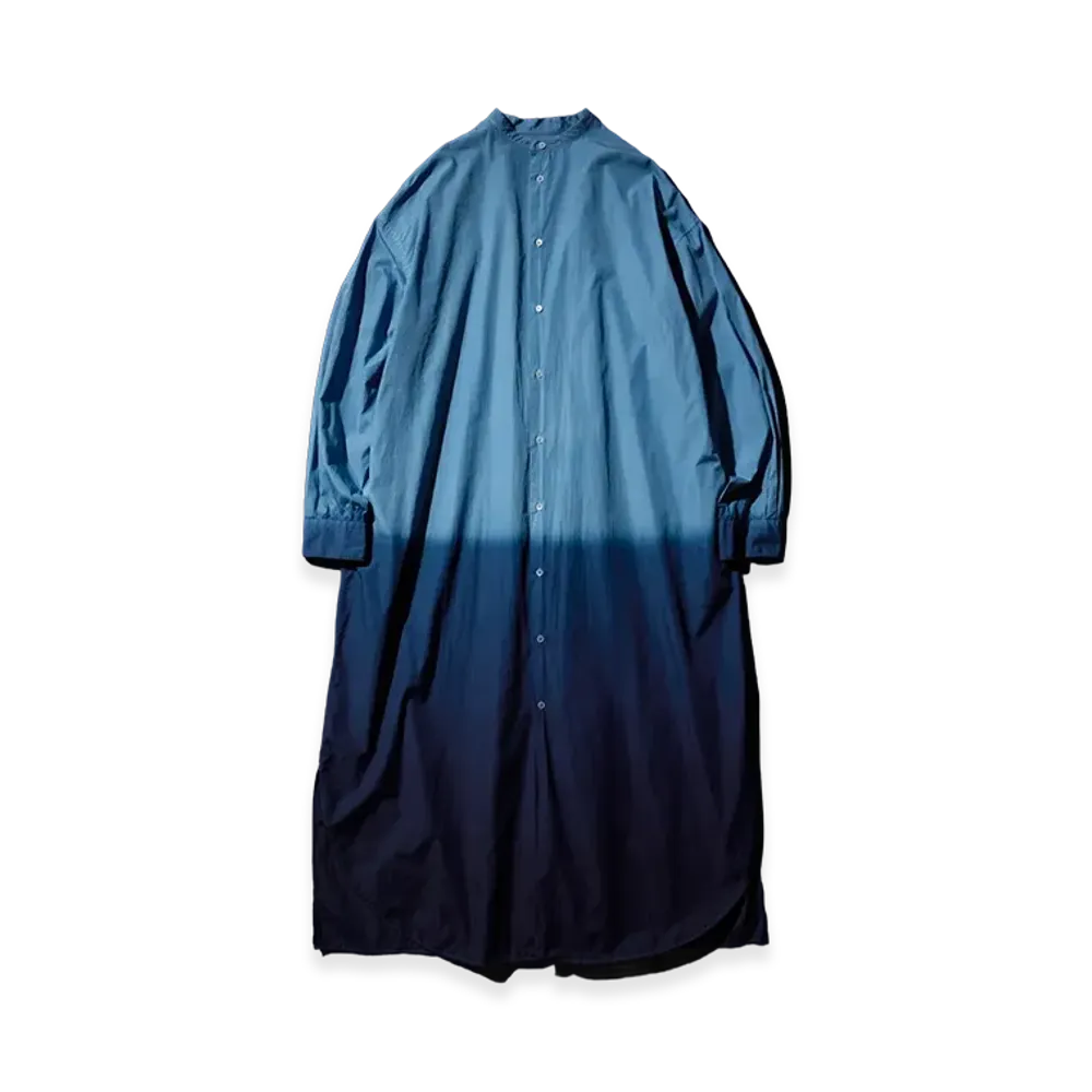 Graphpaper x Ryukyu Indigo Labo Broad Band Oversized Shirt Dress "Ryukyu Blue"