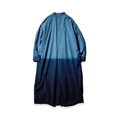 Graphpaper x Ryukyu Indigo Labo Broad Band Oversized Shirt Dress "Ryukyu Blue"