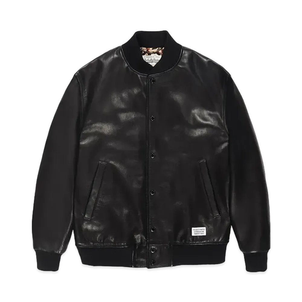 WACKO MARIA Leather Varsity Jacket "Black"