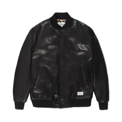 WACKO MARIA Leather Varsity Jacket "Black"
