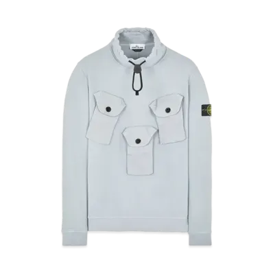 Stone Island 60519 BRUSHED COTTON FLEECE "Pearl Grey"