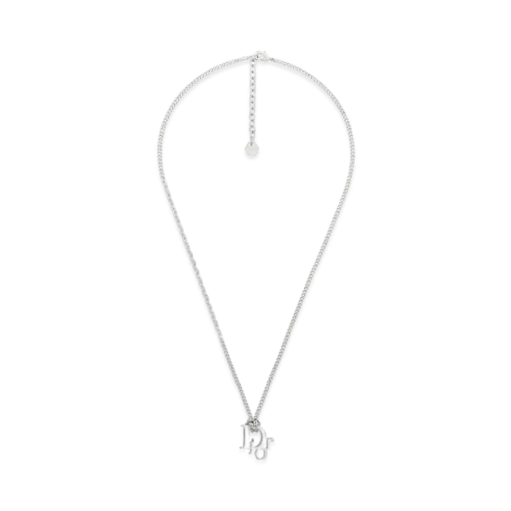 Dior Pendant Necklace Dior Oblique "Silver-Finish Brass and White Crystals"