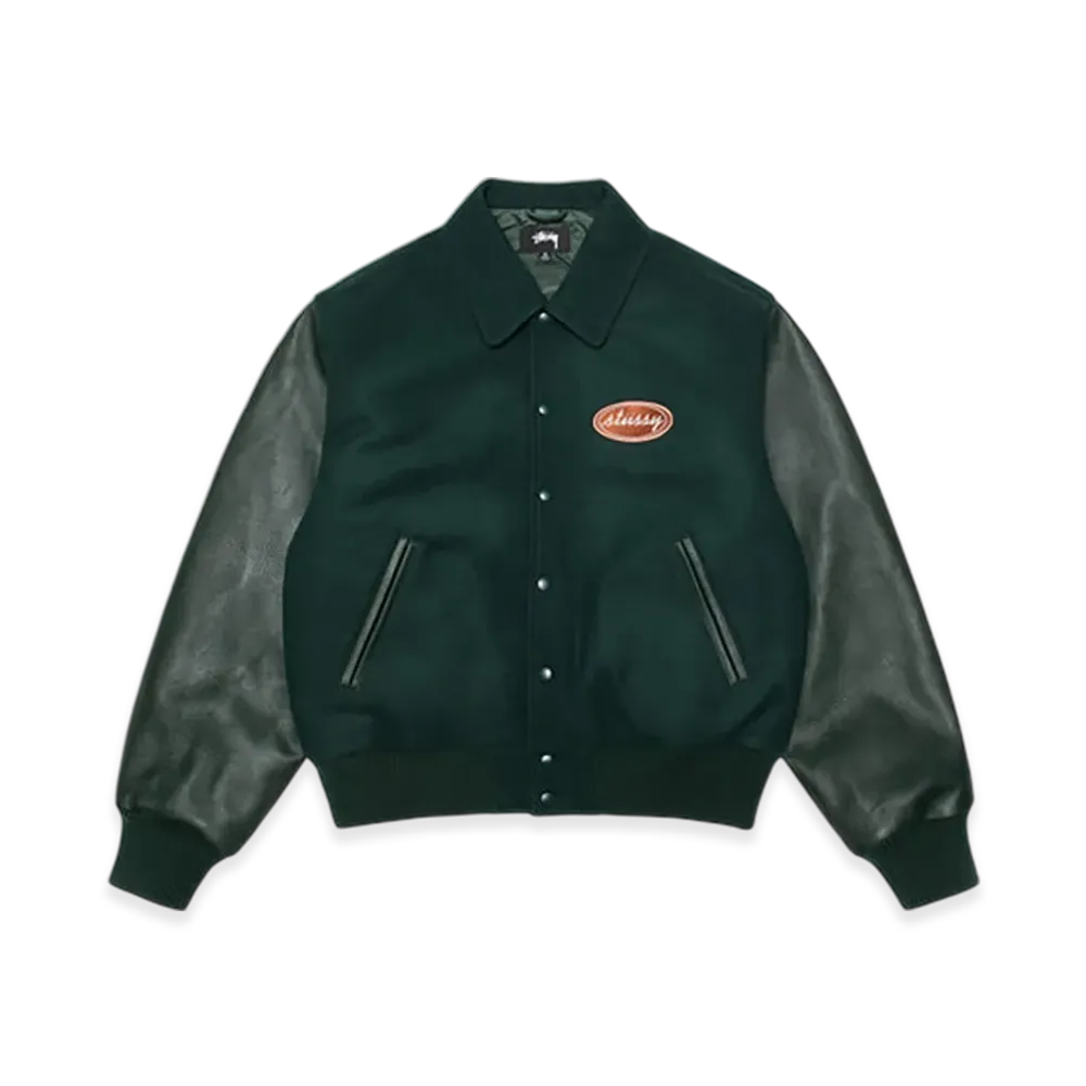 Stussy Script Oval Varsity Jacket "Green"