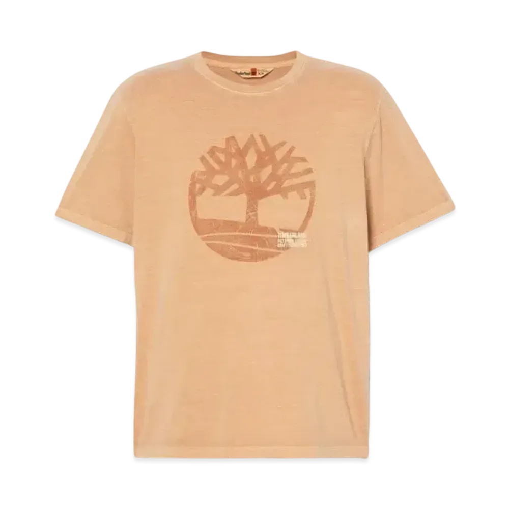 Timberland Men's Short Sleeve Garment Dye Logo Graphic Tee "Wheat"