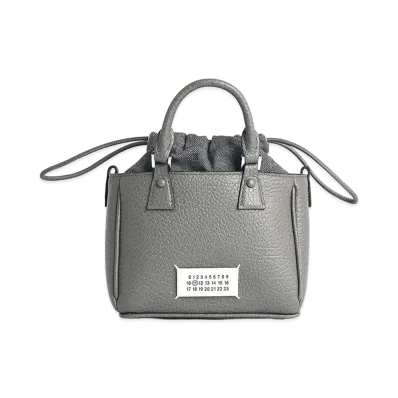 Maison Margiela Women's 5ac Tote Horizontal Pebble Leather Bag "Gray"