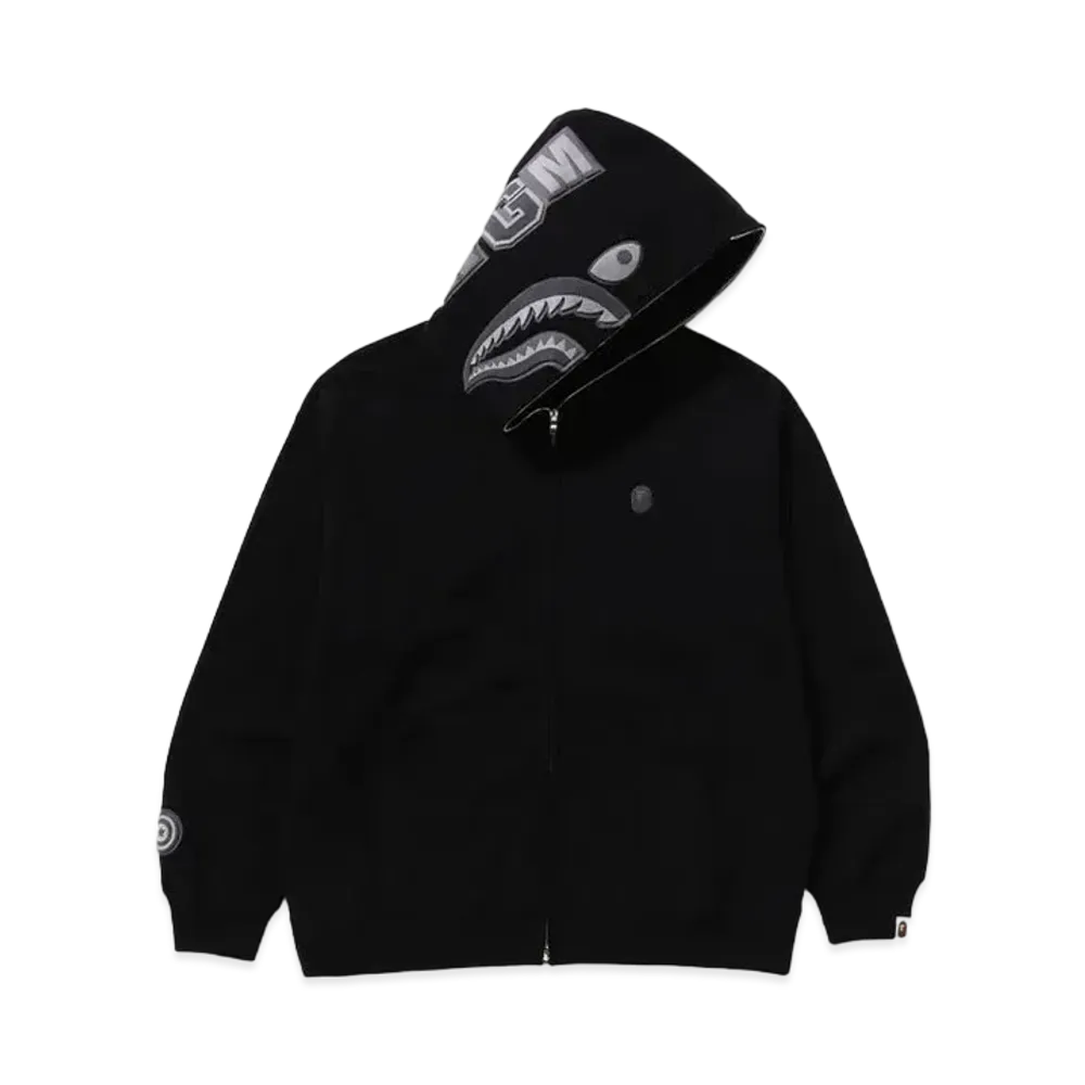 A BATHING APE Ape Head One Point Shark Zip Hoodie "Black"
