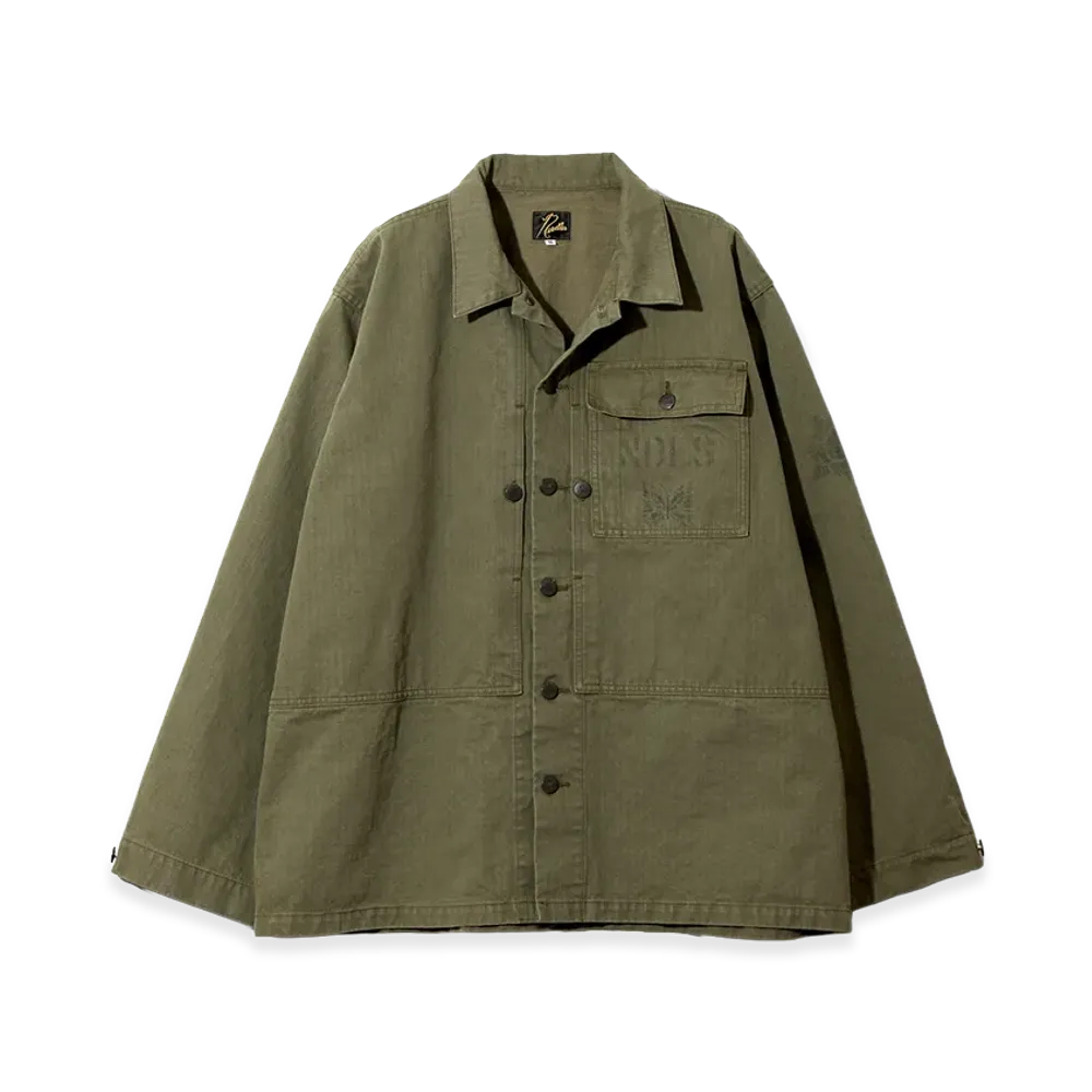 NEEDLES P-44 Jacket - Cotton Herringbone "Olive"