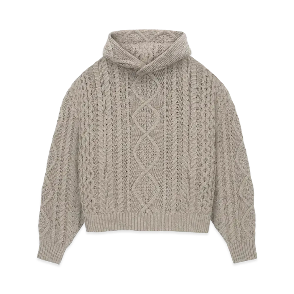 FEAR OF GOD ESSENTIALS Cable Knit Hoodie "Core Heather"
