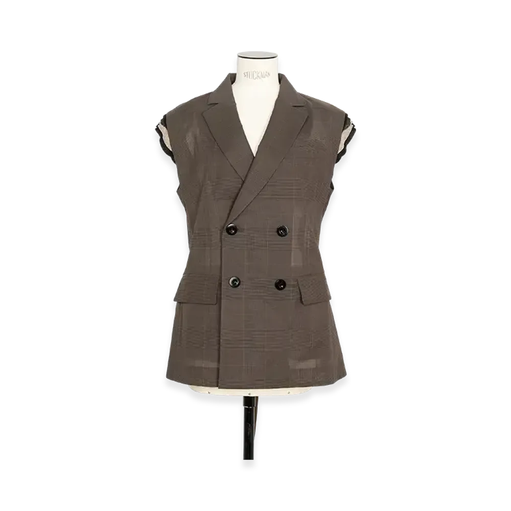 sacai High Twist Voile Vest "Brown"