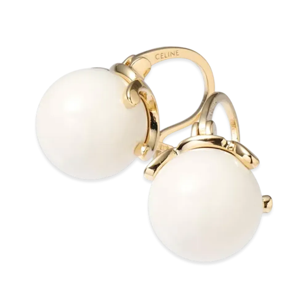 CELINE Sorbet Earrings "Ecru/Gold"