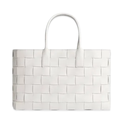 Bottega Veneta Maxi Intreccio Tote "White/Black"