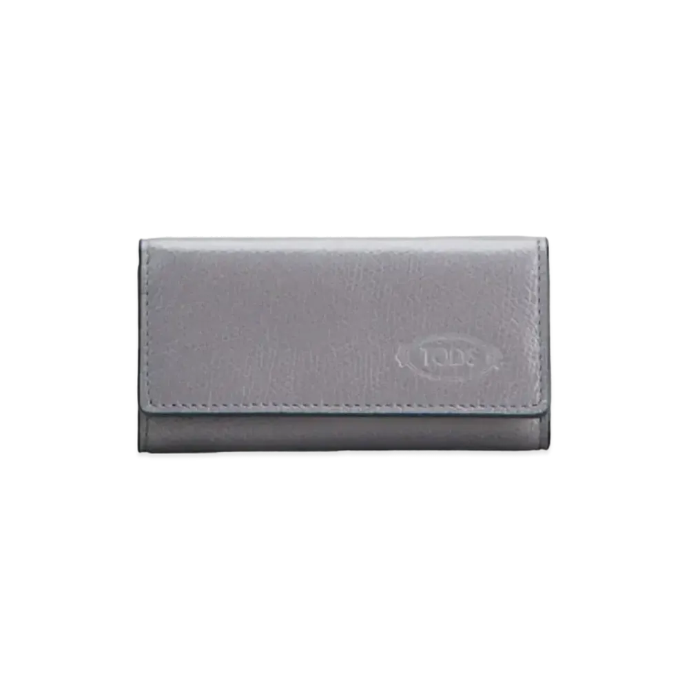 TOD'S Leather Key Holder "Gray/Pink"