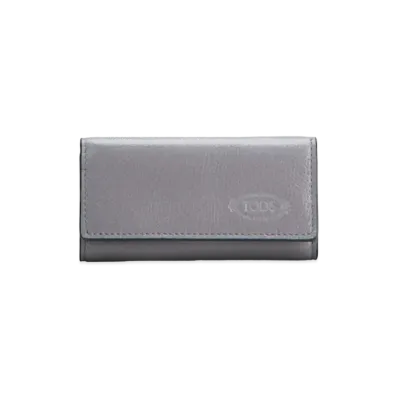 TOD'S Leather Key Holder "Gray/Pink"