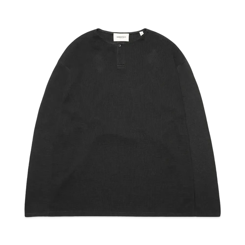 FEAR OF GOD ESSENTIALS Thermal Longsleeve Henley T-Shirt "Black"