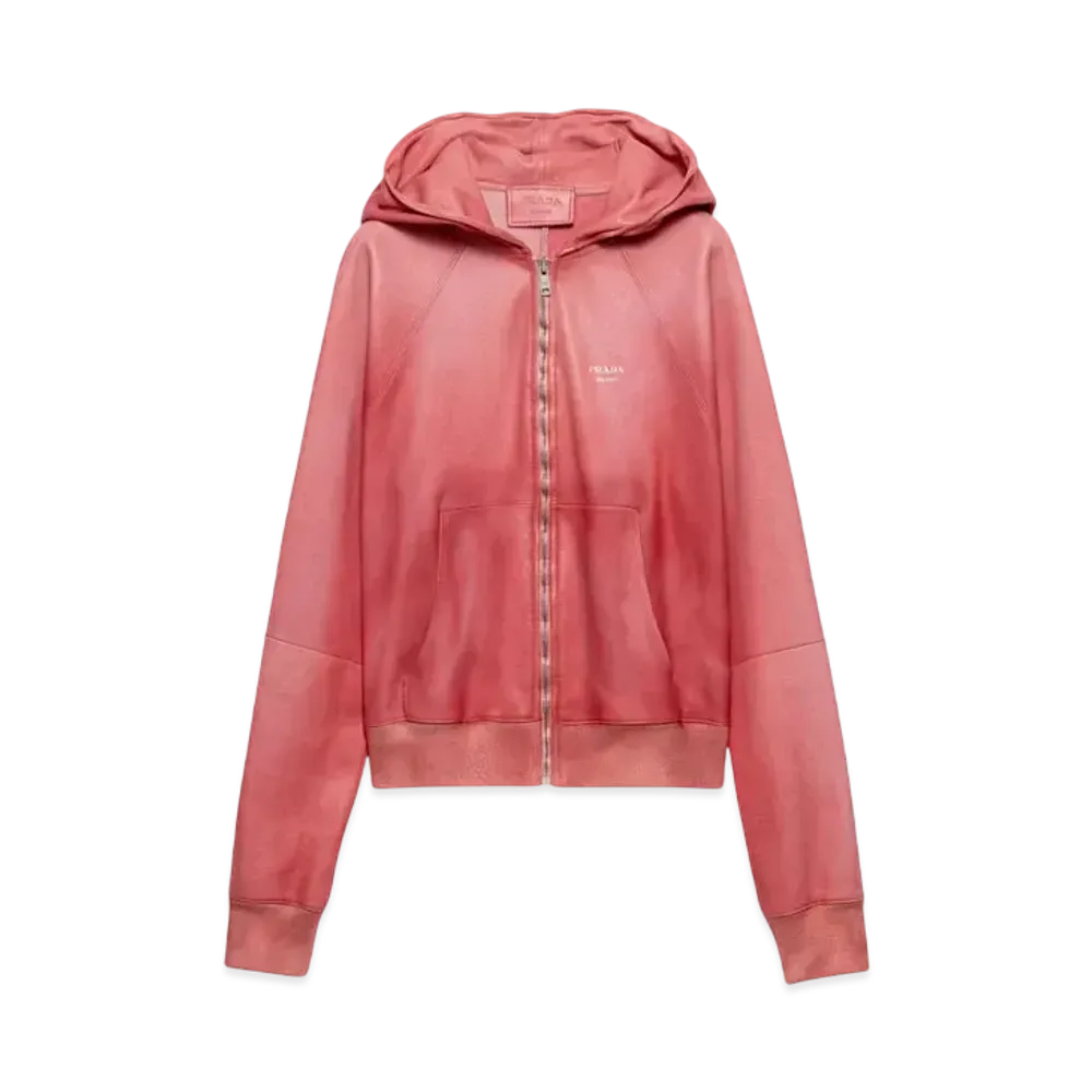 PRADA Women's Nappa Leather Hoodie "Pink"