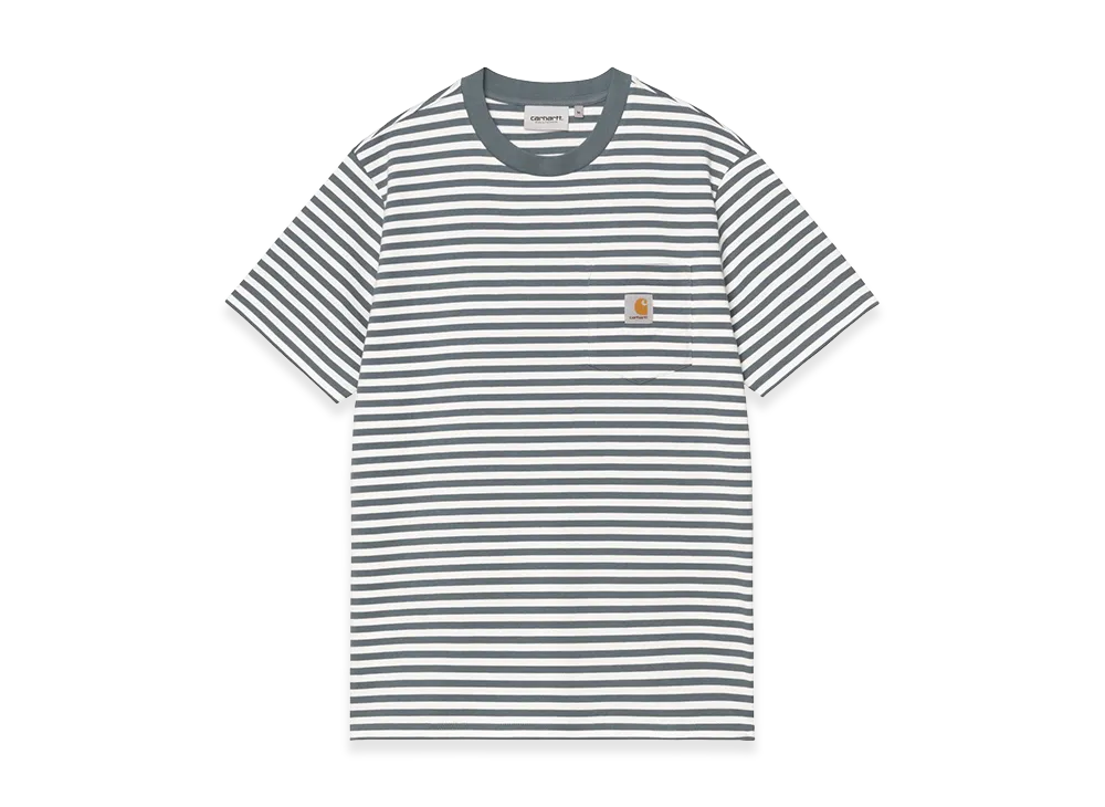 Carhartt WIP S/S Ezra Pocket T-Shirt "Ezra Stripe/Cozy Blue/Wax"
